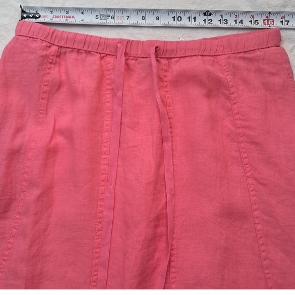 Talbots Linen Drawstring Midi‎ Skirt Women's Large Pink Pull On Pockets Vacation - Picture 9 of 9